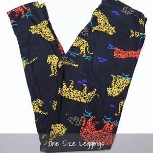 LuLaRoe OS Leggings Cheetah Leopard Jaguar Black NEW